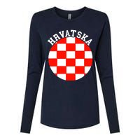 Hrvatska Croatian Flag Croatian Pride Croatian Roots Croatia Womens Cotton Relaxed Long Sleeve T-Shirt