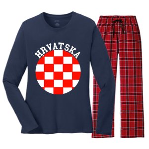 Hrvatska Croatian Flag Croatian Pride Croatian Roots Croatia Women's Long Sleeve Flannel Pajama Set 