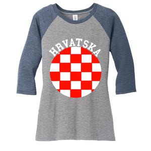 Hrvatska Croatian Flag Croatian Pride Croatian Roots Croatia Women's Tri-Blend 3/4-Sleeve Raglan Shirt