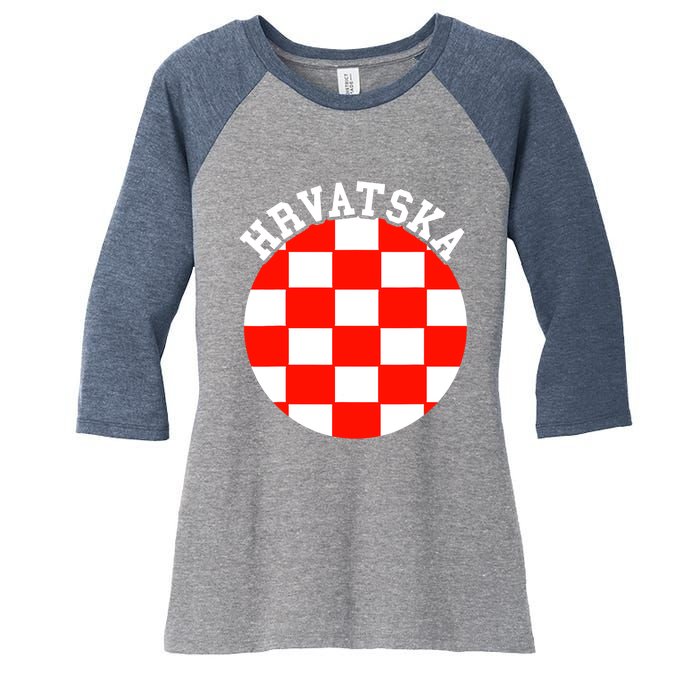 Hrvatska Croatian Flag Croatian Pride Croatian Roots Croatia Women's Tri-Blend 3/4-Sleeve Raglan Shirt