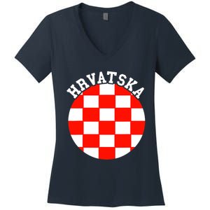 Hrvatska Croatian Flag Croatian Pride Croatian Roots Croatia Women's V-Neck T-Shirt