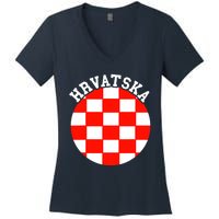 Hrvatska Croatian Flag Croatian Pride Croatian Roots Croatia Women's V-Neck T-Shirt