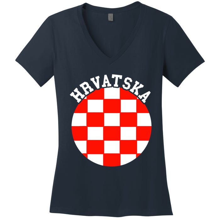 Hrvatska Croatian Flag Croatian Pride Croatian Roots Croatia Women's V-Neck T-Shirt