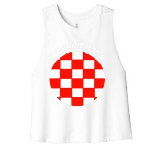 Hrvatska Croatian Flag Croatian Pride Croatian Roots Croatia Women's Racerback Cropped Tank