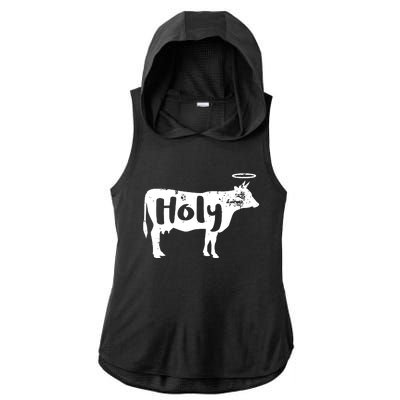 Holy Cow Funny Dairy Farmer Midwest Pride Ladies PosiCharge Tri-Blend Wicking Draft Hoodie Tank