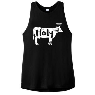 Holy Cow Funny Dairy Farmer Midwest Pride Ladies PosiCharge Tri-Blend Wicking Tank