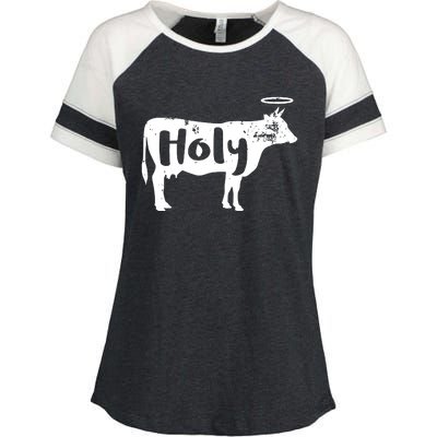 Holy Cow Funny Dairy Farmer Midwest Pride Enza Ladies Jersey Colorblock Tee