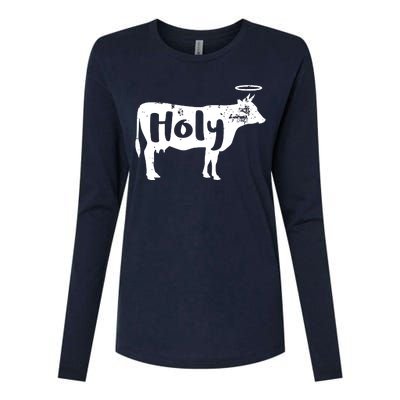 Holy Cow Funny Dairy Farmer Midwest Pride Womens Cotton Relaxed Long Sleeve T-Shirt