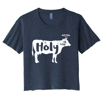 Holy Cow Funny Dairy Farmer Midwest Pride Women's Crop Top Tee