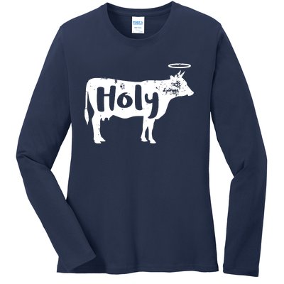 Holy Cow Funny Dairy Farmer Midwest Pride Ladies Long Sleeve Shirt