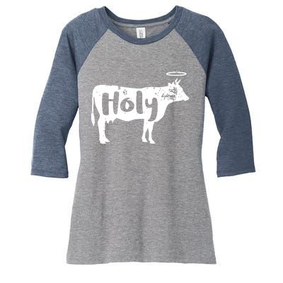 Holy Cow Funny Dairy Farmer Midwest Pride Women's Tri-Blend 3/4-Sleeve Raglan Shirt