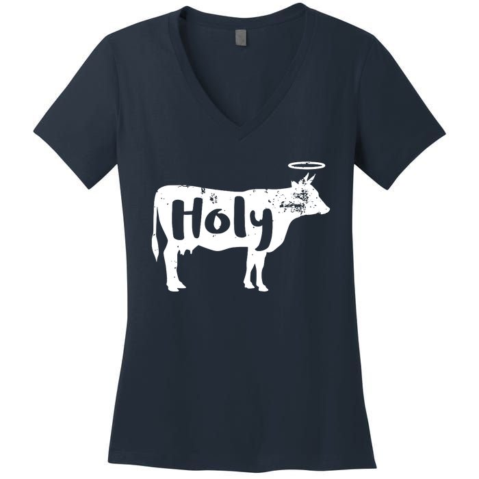 Holy Cow Funny Dairy Farmer Midwest Pride Women's V-Neck T-Shirt