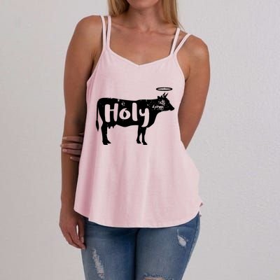 Holy Cow Funny Dairy Farmer Midwest Pride Women's Strappy Tank