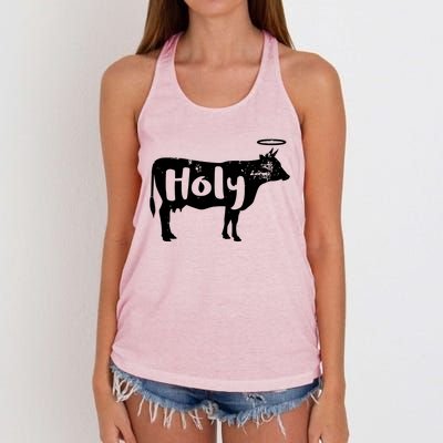 Holy Cow Funny Dairy Farmer Midwest Pride Women's Knotted Racerback Tank