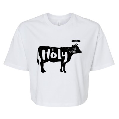 Holy Cow Funny Dairy Farmer Midwest Pride Bella+Canvas Jersey Crop Tee