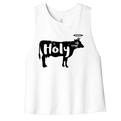 Holy Cow Funny Dairy Farmer Midwest Pride Women's Racerback Cropped Tank