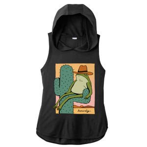 Howdy Cactus Frog Hat Meme Cute Ladies PosiCharge Tri-Blend Wicking Draft Hoodie Tank