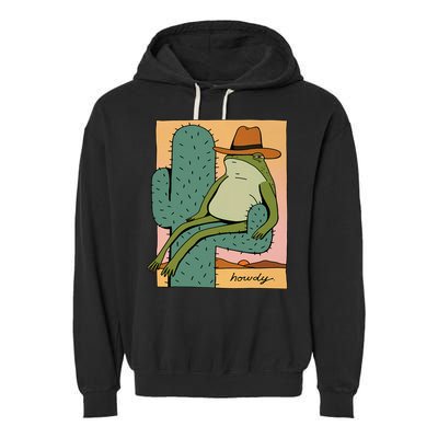 Howdy Cactus Frog Hat Meme Cute Garment-Dyed Fleece Hoodie