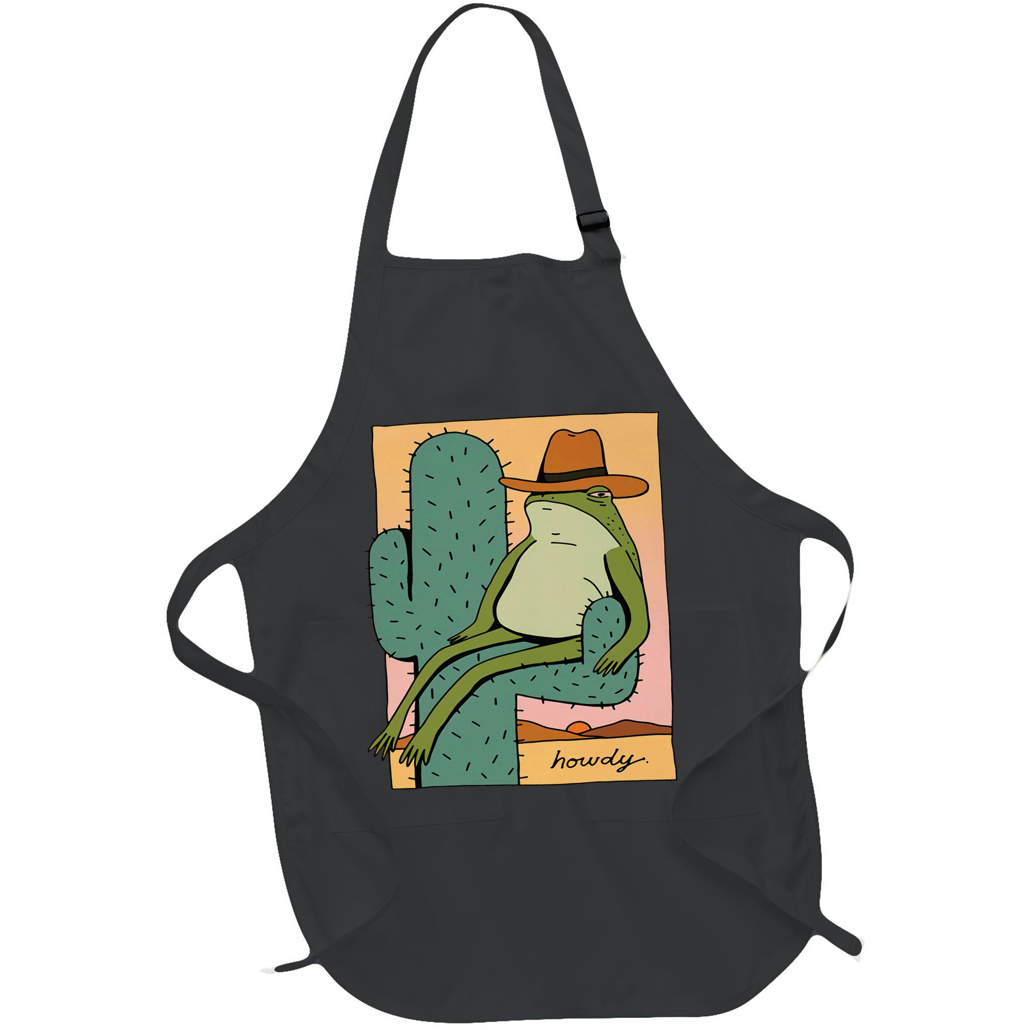 Howdy Cactus Frog Hat Meme Cute Apron