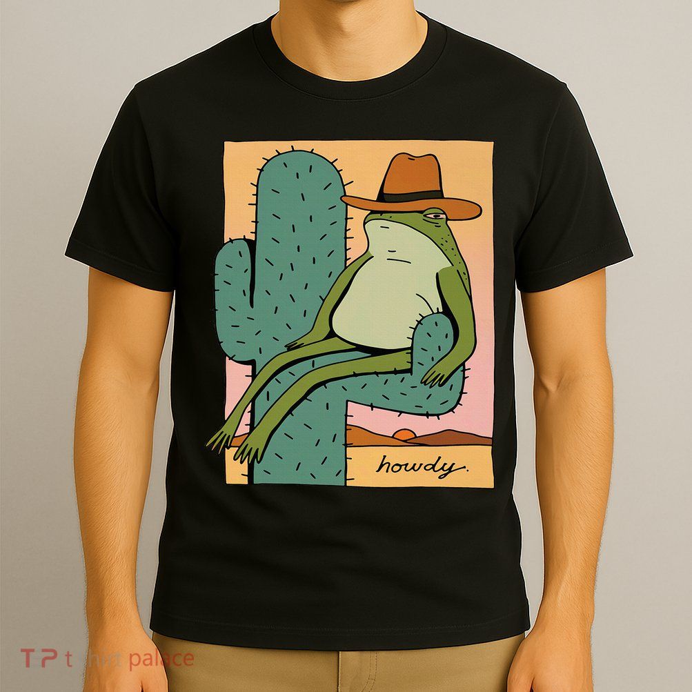 Howdy Cactus Frog Hat Meme Cute T-Shirt