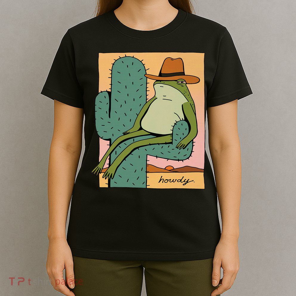 Howdy Cactus Frog Hat Meme Cute T-Shirt