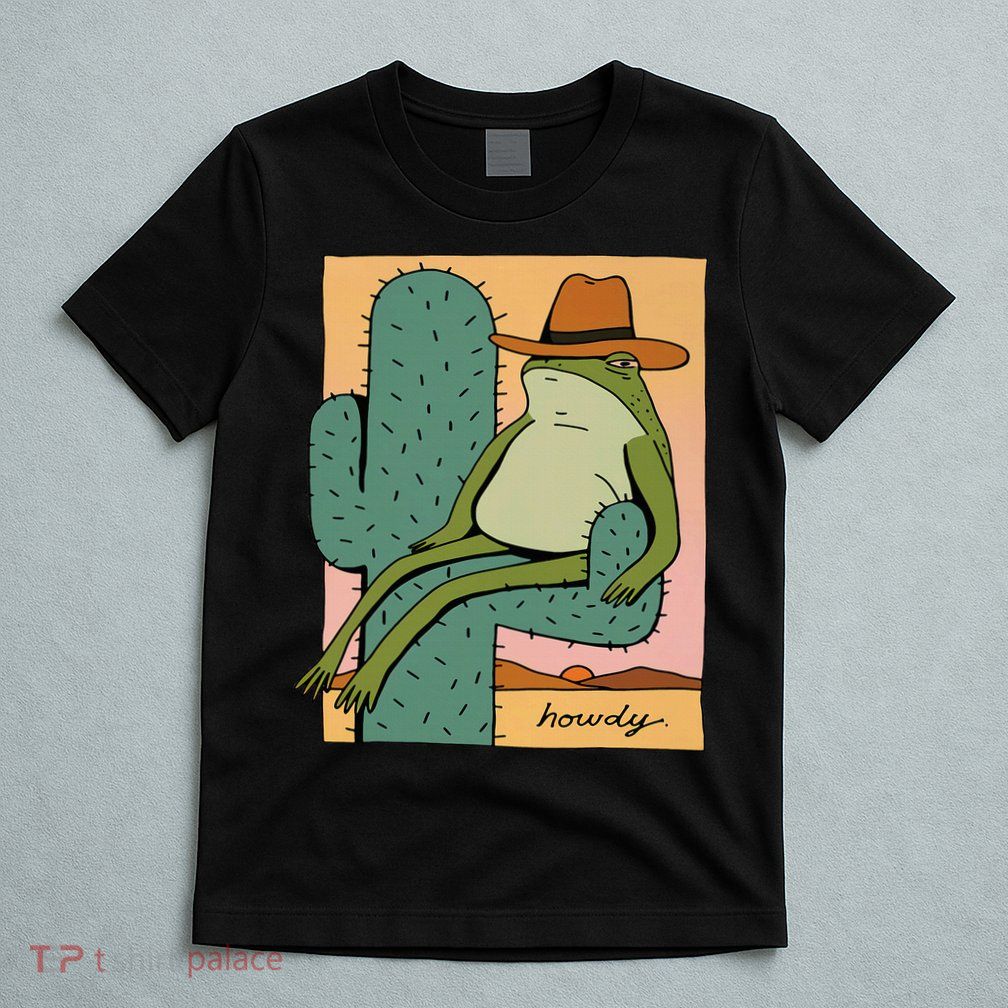Howdy Cactus Frog Hat Meme Cute T-Shirt