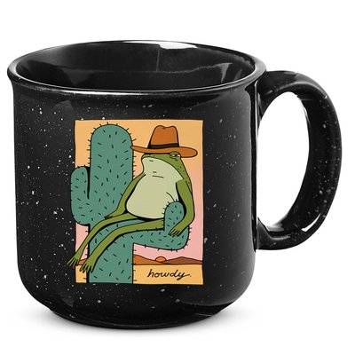 Howdy Cactus Frog Hat Meme Cute 15oz Campfire Ceramic Mug
