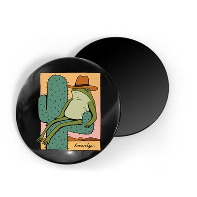 Howdy Cactus Frog Hat Meme Cute Magnet