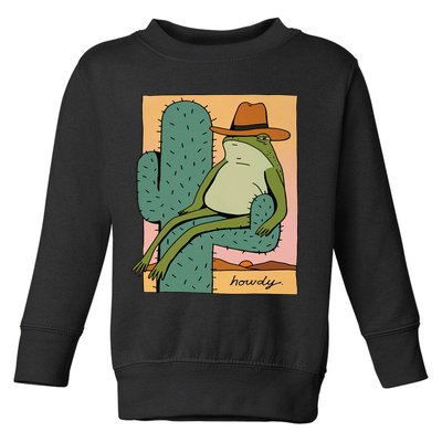 Howdy Cactus Frog Hat Meme Cute Toddler Sweatshirt