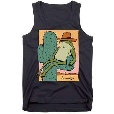Howdy Cactus Frog Hat Meme Cute Tank Top