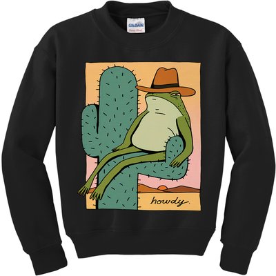 Howdy Cactus Frog Hat Meme Cute Kids Sweatshirt
