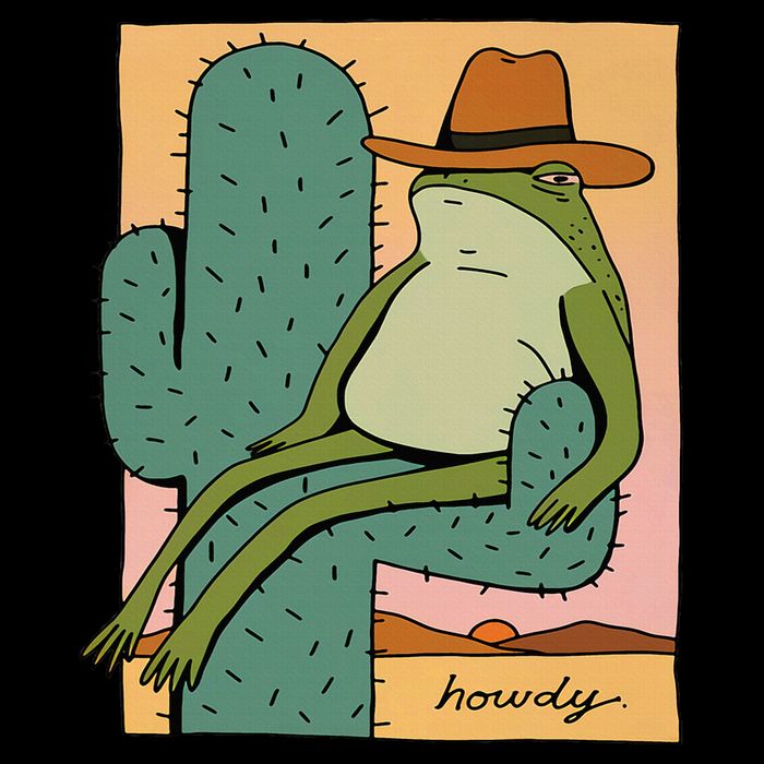 Howdy Cactus Frog Hat Meme Cute Wool Snapback Cap