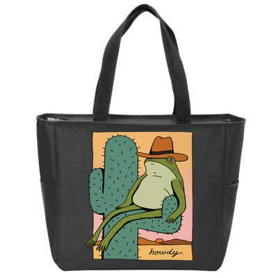 Howdy Cactus Frog Hat Meme Cute Zip Tote Bag