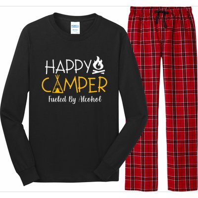 Happy Camper Fueled By Alcohol Funny Drinking Party Camping Long Sleeve Pajama Set