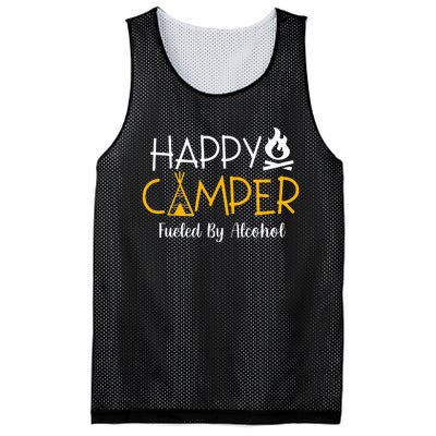 Happy Camper Fueled By Alcohol Funny Drinking Party Camping Mesh Reversible Basketball Jersey Tank