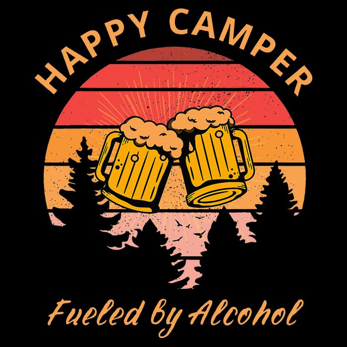 Happy Camper Fueled by Alcohol Camping Group Party Ideas 7-Panel Snapback Hat