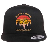 Happy Camper Fueled by Alcohol Camping Group Party Ideas Flat Bill Trucker Hat