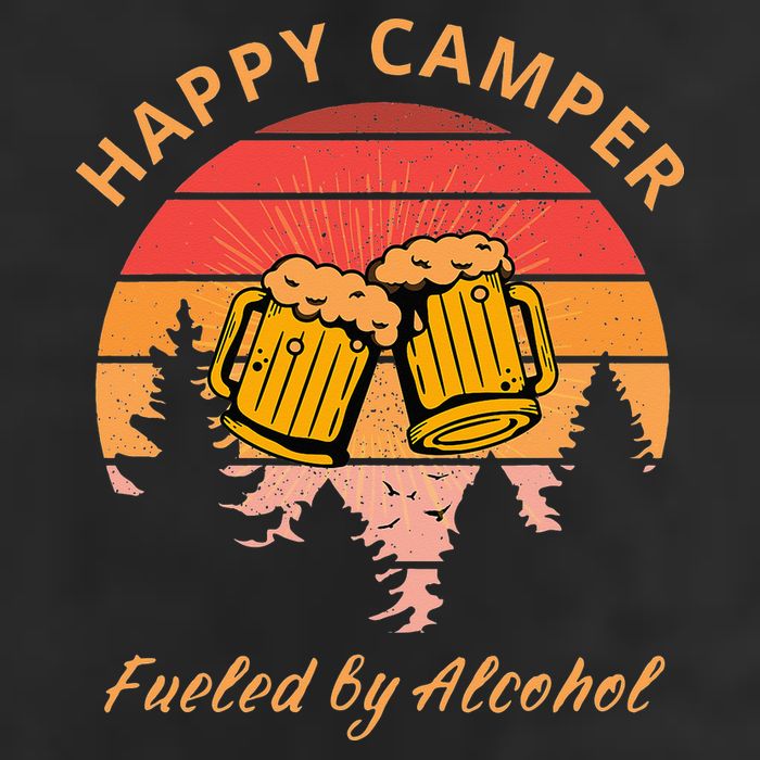 Happy Camper Fueled by Alcohol Camping Group Party Ideas Golf Towel