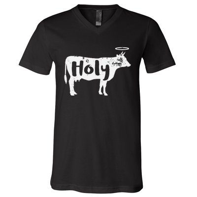 Holy Cow Funny Dairy Farmer Midwest Pride V-Neck T-Shirt