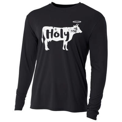 Holy Cow Funny Dairy Farmer Midwest Pride Cooling Performance Long Sleeve Crew