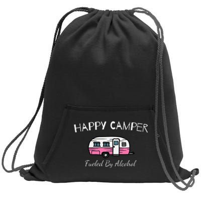 Happy Camper Fueled By Alcohol Funny Camping Drinking Party Sweatshirt Cinch Pack Bag