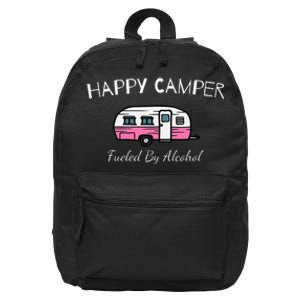 Happy Camper Fueled By Alcohol Funny Camping Drinking Party 16 in Basic Backpack