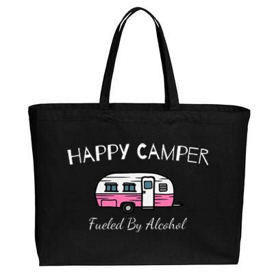 Happy Camper Fueled By Alcohol Funny Camping Drinking Party Cotton Canvas Jumbo Tote