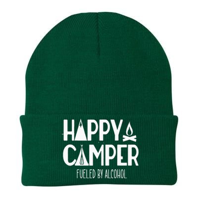 Happy Camper Fueled By Alcohol Funny Drinking Party Camping Knit Cap Winter Beanie