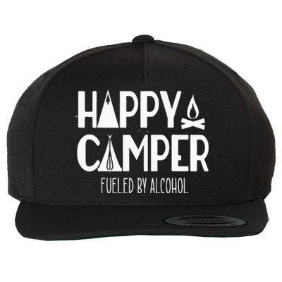 Happy Camper Fueled By Alcohol Funny Drinking Party Camping Wool Snapback Cap