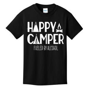 Happy Camper Fueled By Alcohol Funny Drinking Party Camping Kids T-Shirt