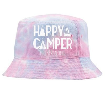 Happy Camper Fueled By Alcohol Funny Drinking Party Camping Tie-Dyed Bucket Hat