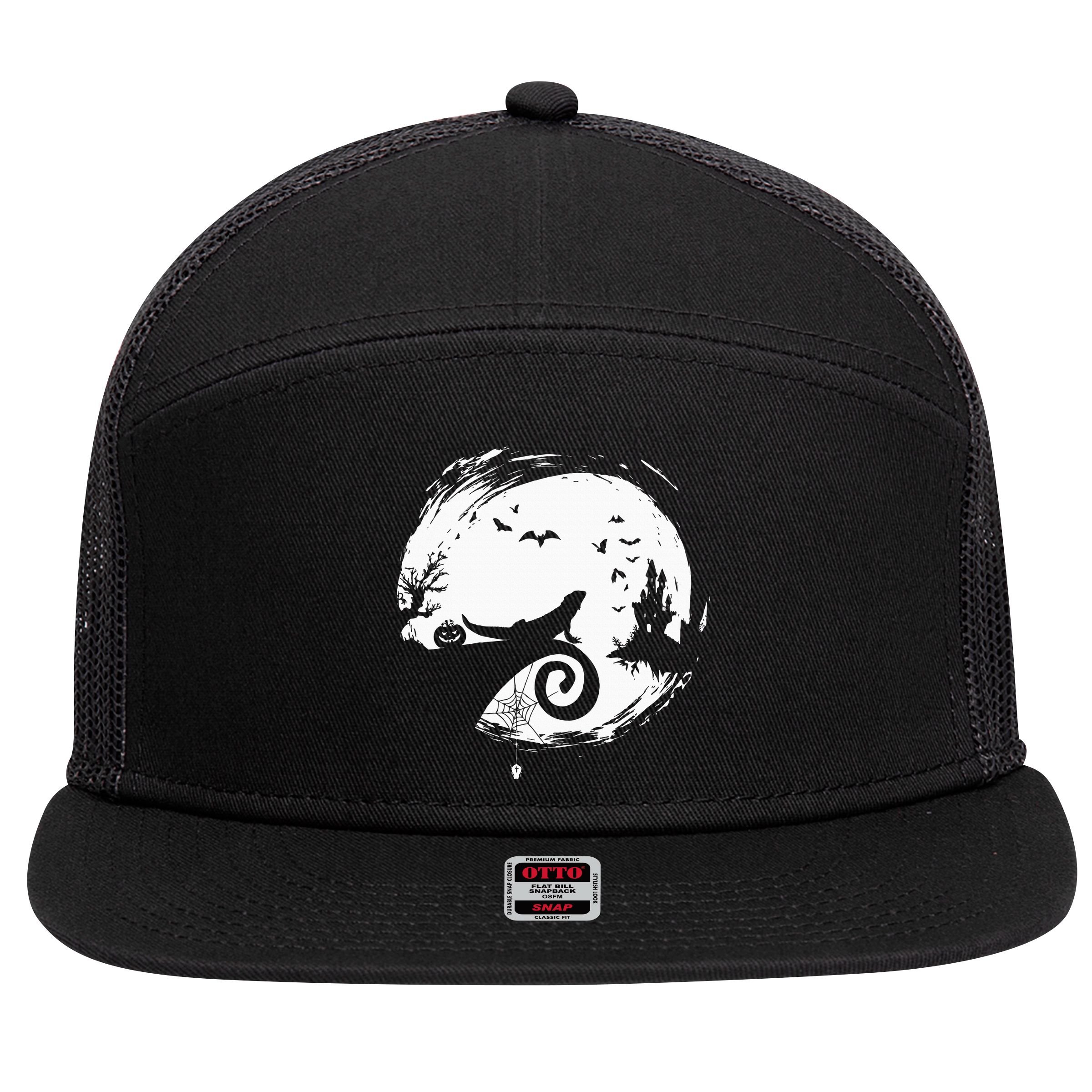 Halloween Costume for Bearded Dragon Spooky Moon Silhouette 7 Panel Mesh Trucker Snapback Hat
