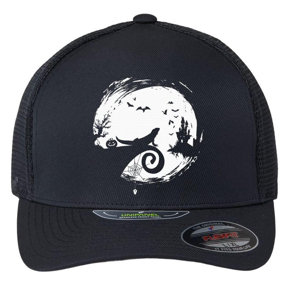 Halloween Costume for Bearded Dragon Spooky Moon Silhouette Flexfit Unipanel Trucker Cap