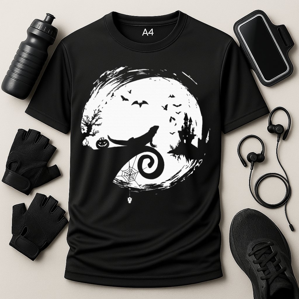 Halloween Costume for Bearded Dragon Spooky Moon Silhouette Cooling Performance Crew T-Shirt
